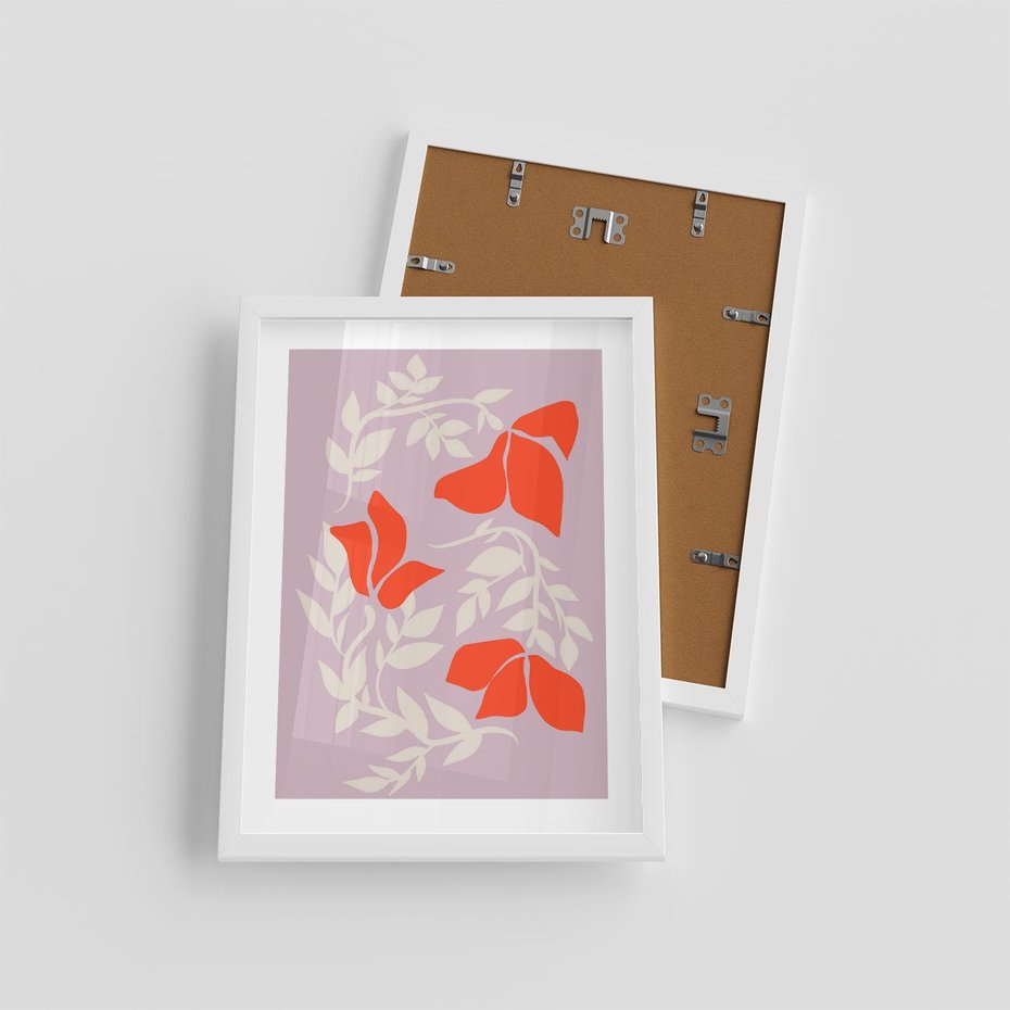 Plakat w ramie 30x40 - Kwiatowa Kreatywność - nowoczesny plakat, roślinne motywy - rama biała