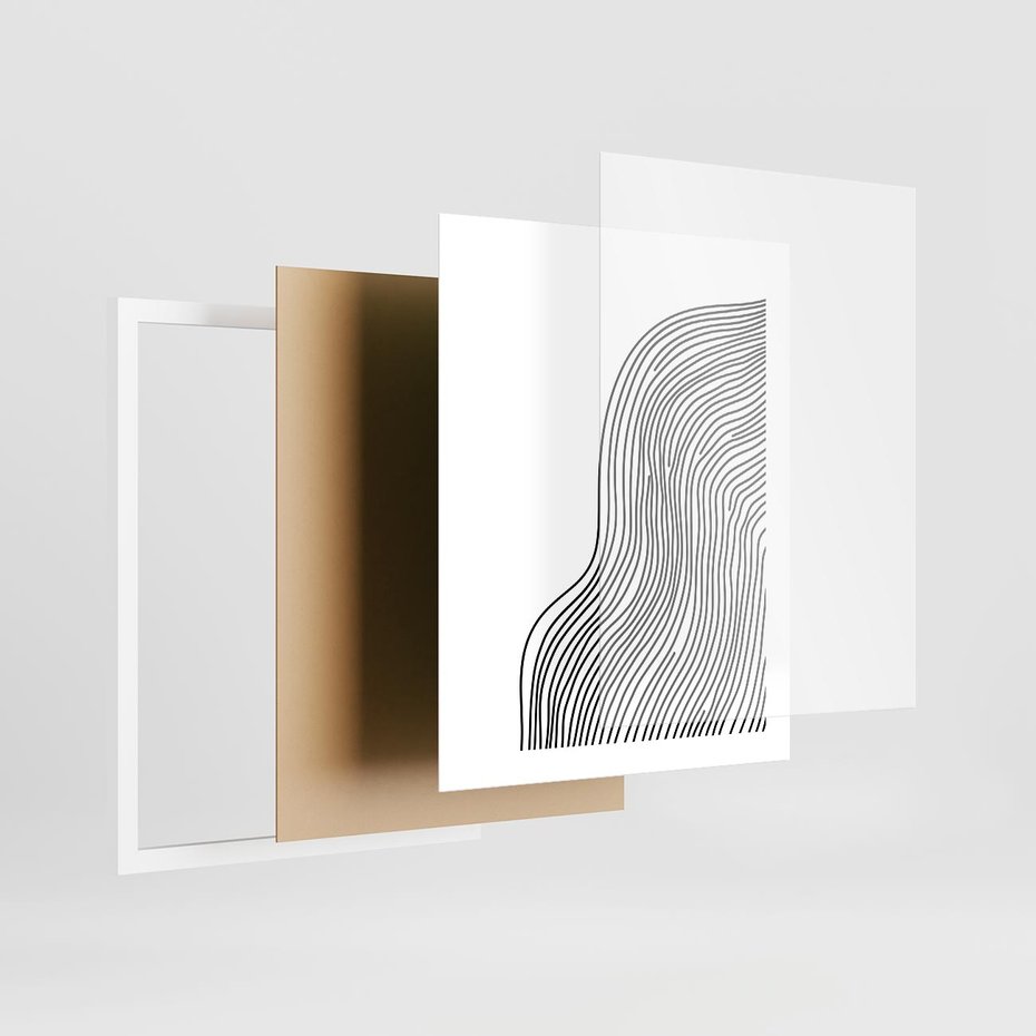 Plakat w ramie 40x50 - Refrakcje Przestrzeni - mnimalistyczna forma, czarne linie - rama biała