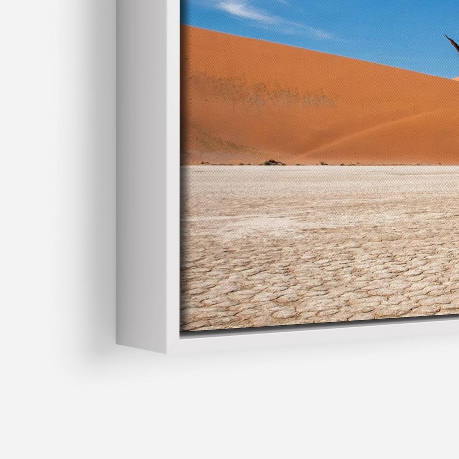 Obraz w ramie 80x80 - Słońce i Suche Drzewo - pustynia, suche - rama biała