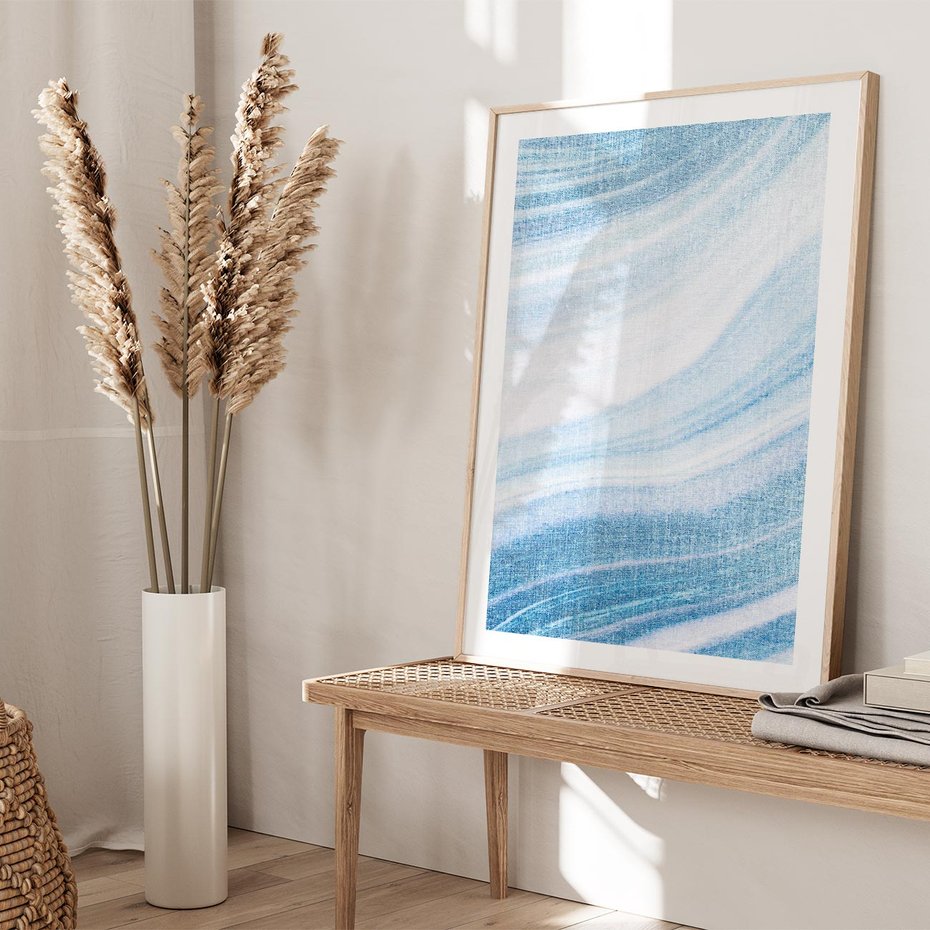 Plakat w ramie 50x70 - Abstrakcyjna akwarela - abstrakcja, akwarela - rama drewno