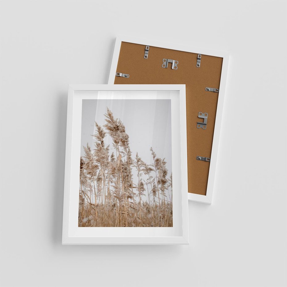 Plakat w ramie 30x40 - Boho Urok - trawy, pampas - rama biała