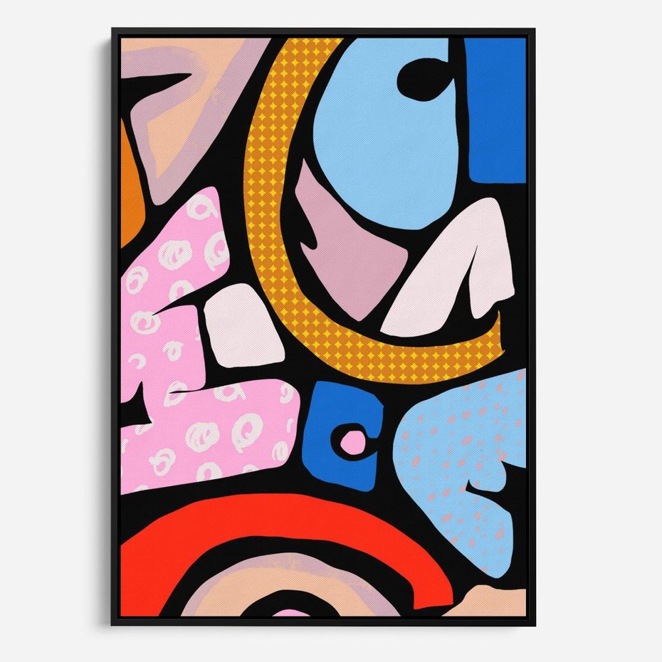 Obraz w ramie 50x70 - Kolory Komiksu - abstrakcyjne formy, komiksowy styl - rama czarna