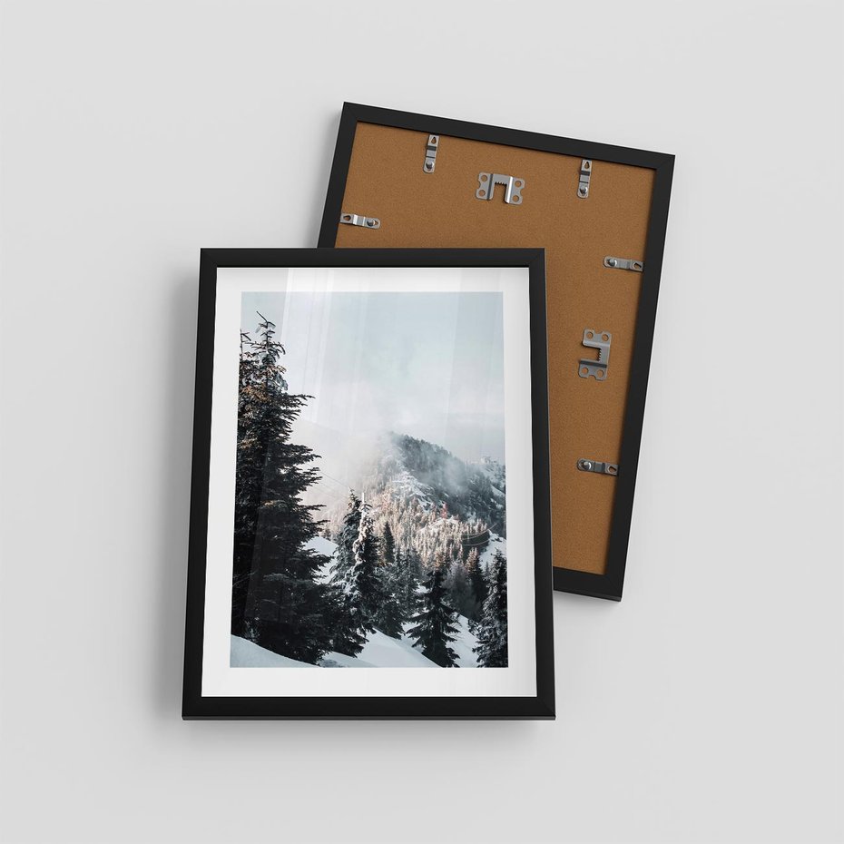 Plakat w ramie 30x40 - Góry, Las i Śnieg na Obrazie - góry, las - rama czarna