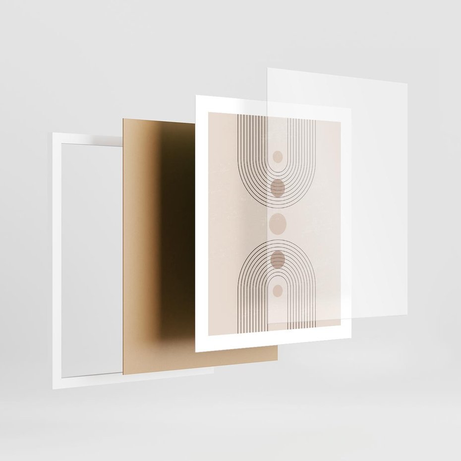 Plakat w ramie 40x50 - Zgeometryzowane Wizje - boho plakat, minimalizm - rama biała