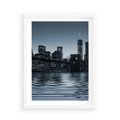 Plakat w ramie 50x70 - Nocne pejzaże miasta - miasto, nocą - rama biała