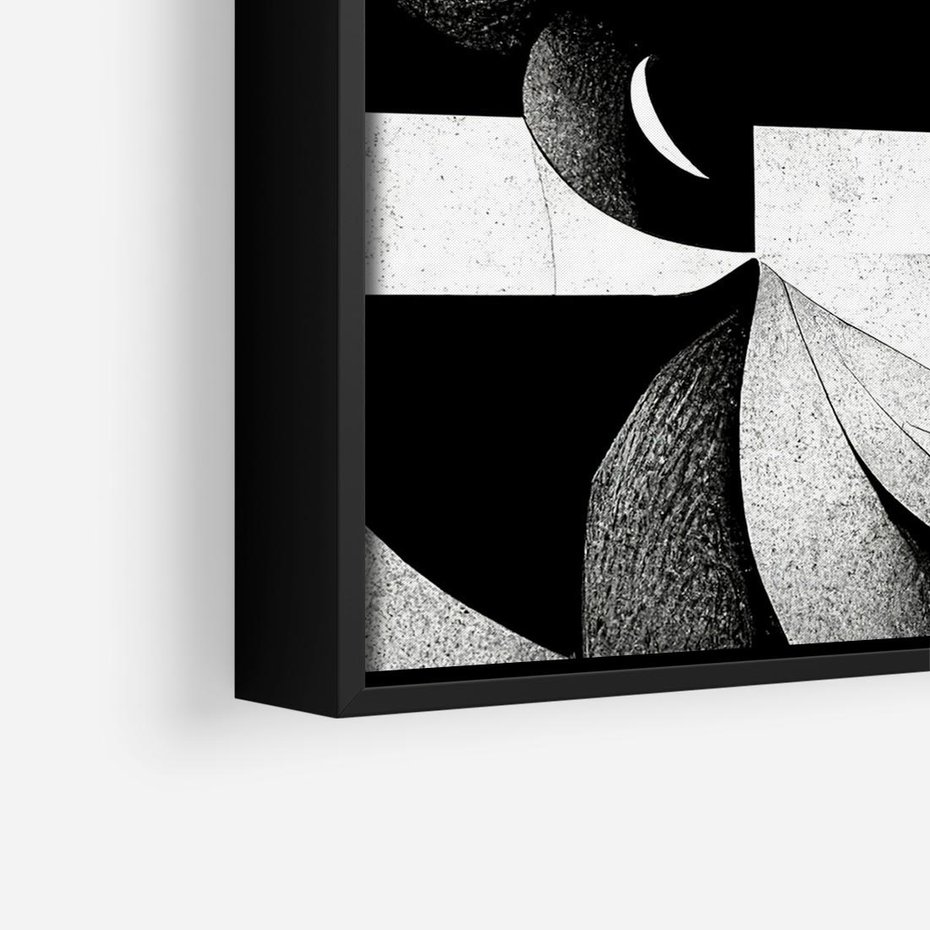 Obraz w ramie 50x50 - Harmonia świateł i cieni - abstrakcja czarno biała, geometria - rama czarna