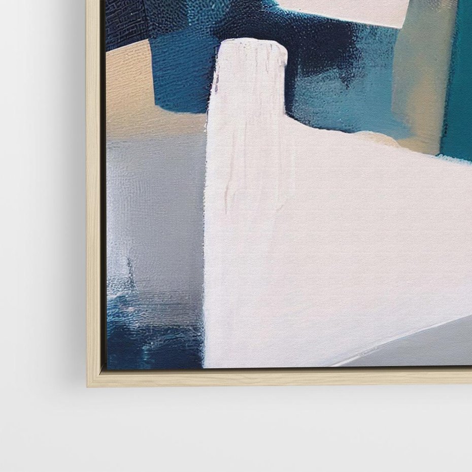 Obraz w ramie 80x80 - Turkusowe Maźnięcia - obraz, abstrakcja - rama drewno