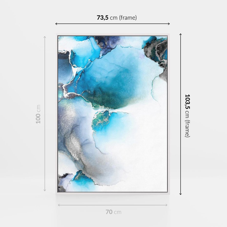 Obraz w ramie 70x100 - Marmur złotą akwarelą - marmur, akwarela - rama biała