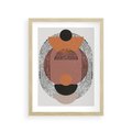 Plakat w ramie 30x40 - Abstrakcja w Odcieniach Brązu i Beżu - geometria, abstrakcyjna grafika - rama drewno