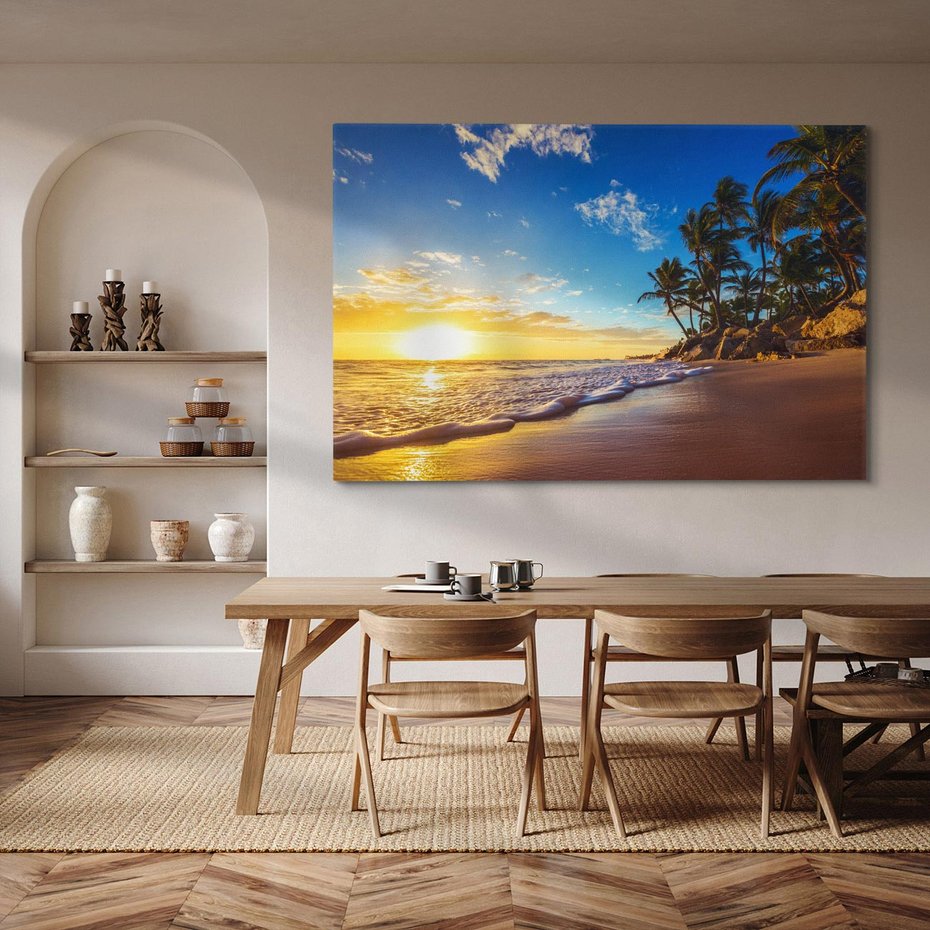 Obraz na płótnie 70x50 - Magia Tropików - zachód słońca,