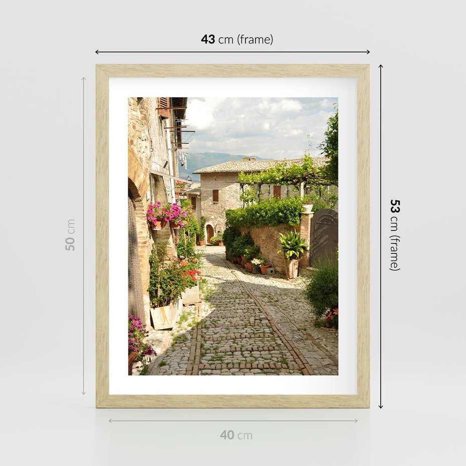 Plakat w ramie 40x50 - Włoskie Uliczki - włoska, uliczka - rama drewno