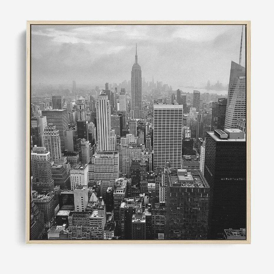 Obraz w ramie 80x80 - Majestatyczne Wysokości - Nowy Jork, wieżowce - rama drewno
