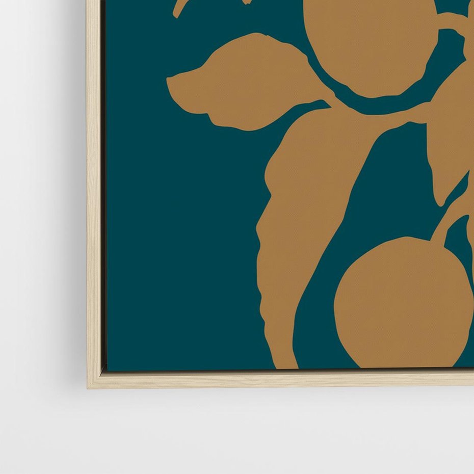 Obraz w ramie 80x80 - Boho Ekspresja Emocji - abstrakcyjna boho grafika, ciemne zielone tłó - rama drewno