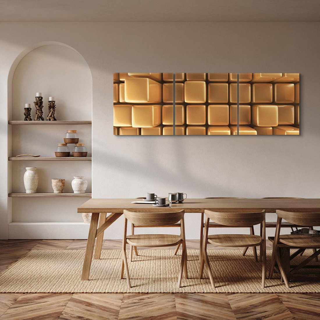 Obraz na płótnie 90x30 - Błyszcząca Elegancja - złoto, 3d