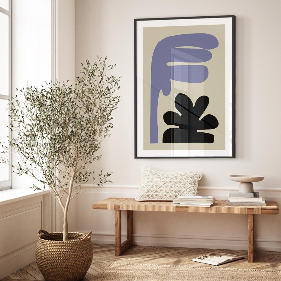 Plakat w ramie 50x70 - Abstrakcyjne Interakcje Form - minimalizm, boho plakat - rama czarna