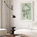 Plakat w ramie 50x70 - Zieleń Inspirującego Spokoju - plakat z abstrakcyjną zieloną lampą, skandynawski design - rama drewno