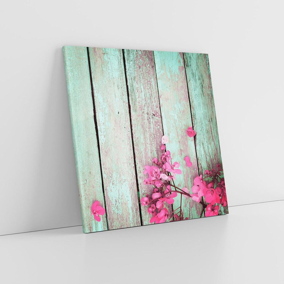 Obraz na płótnie 80x80 - Urok Dawnych Czasów - kwiaty, deski