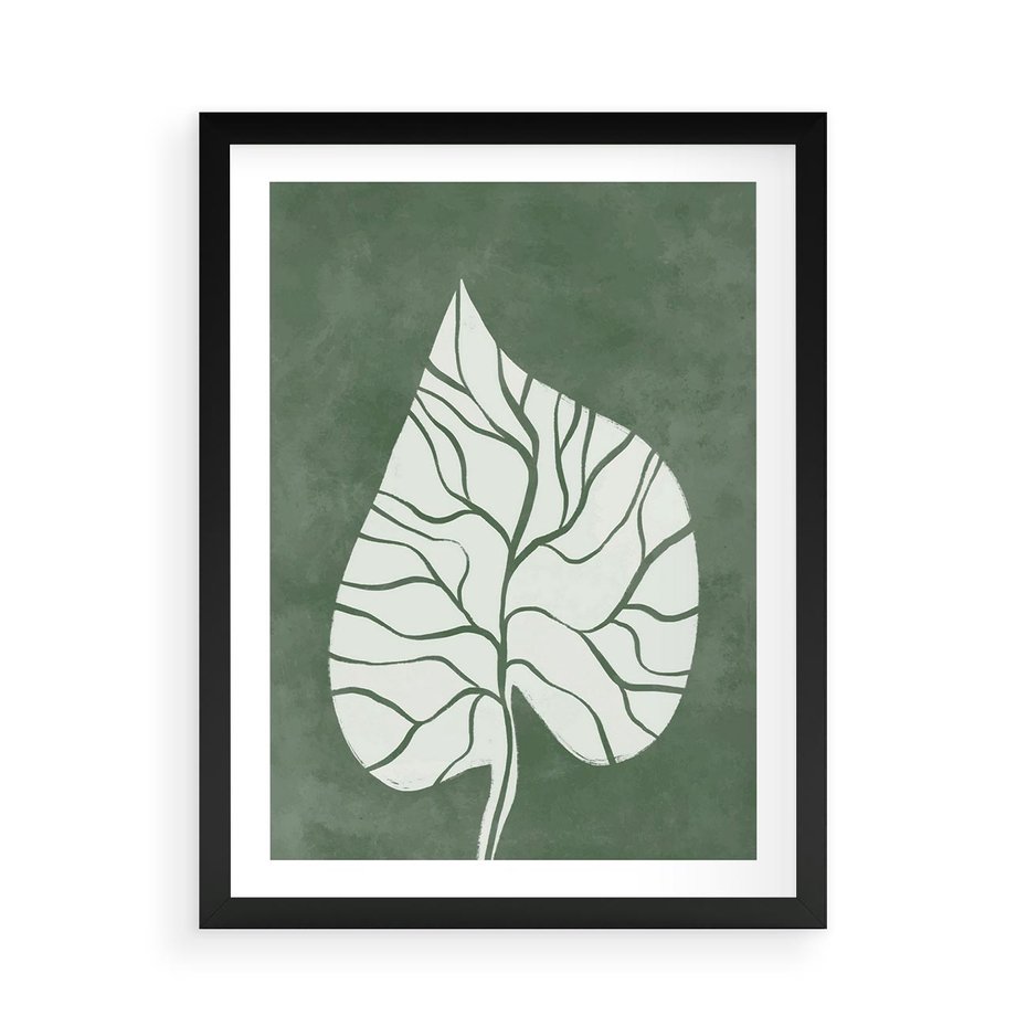 Plakat w ramie 50x70 - Migotliwe Wnętrze Zieleni - zielony plakat, roślinne motywy - rama czarna