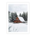 Plakat bez ramy 30x40 - Ujęcie zimy w Górach - domek w górach w zimie, śnieg