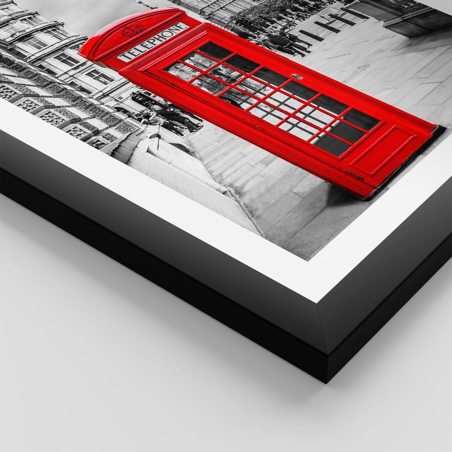 Plakat w ramie 50x70 - Ikoniczna budka w Londynie - Londyn, budka - rama czarna