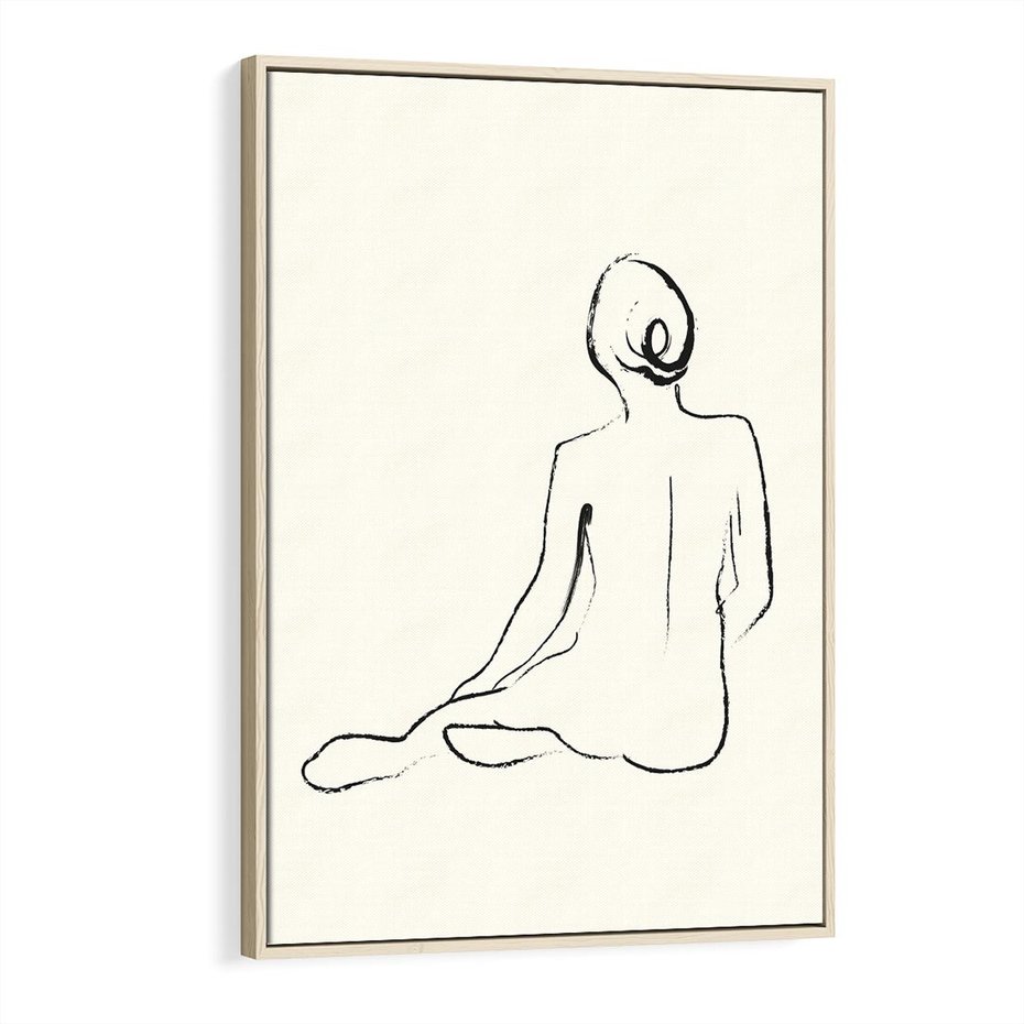 Obraz w ramie 70x100 - Akt w Minimalizmie - kobieta akt, minimalizm - rama drewno