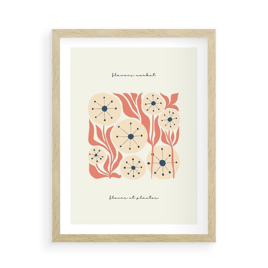 Plakat w ramie 50x70 - Dmuchawce w Abstrakcji - dmuchawce, abstrakcja - rama drewno