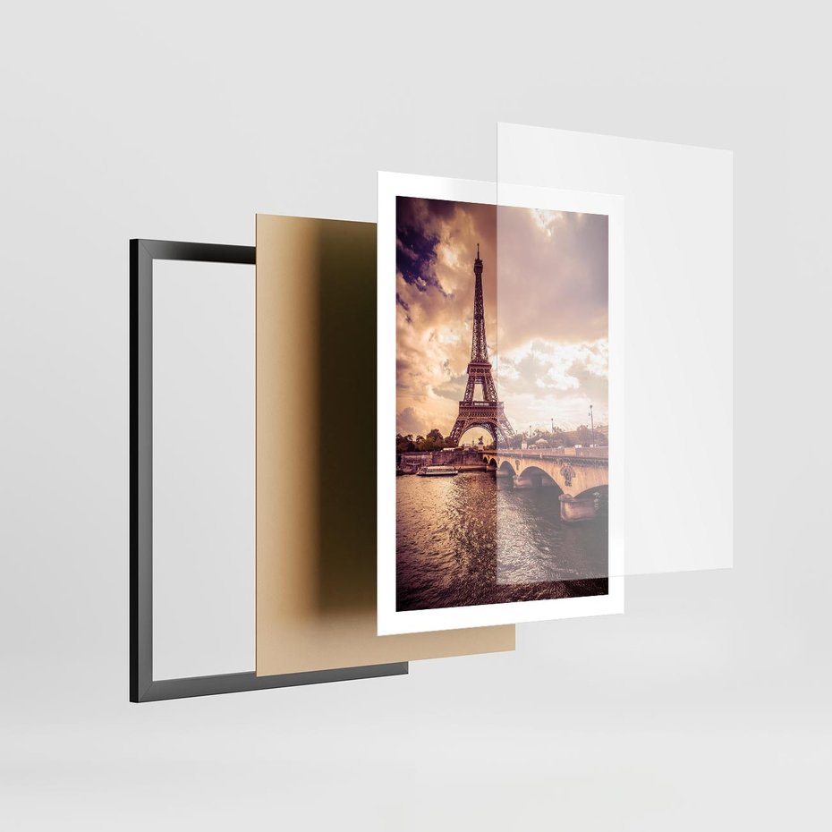 Plakat w ramie 50x70 - Eiffla: ikona Paryża - Eiffla, Paryż - rama czarna