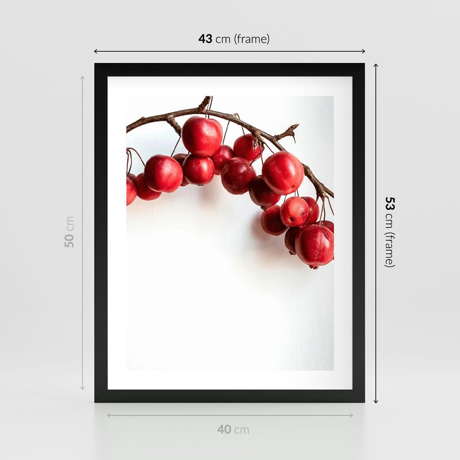 Plakat w ramie 40x50 - Jesienne Owoce - jarzębina, czerwone owoce - rama czarna