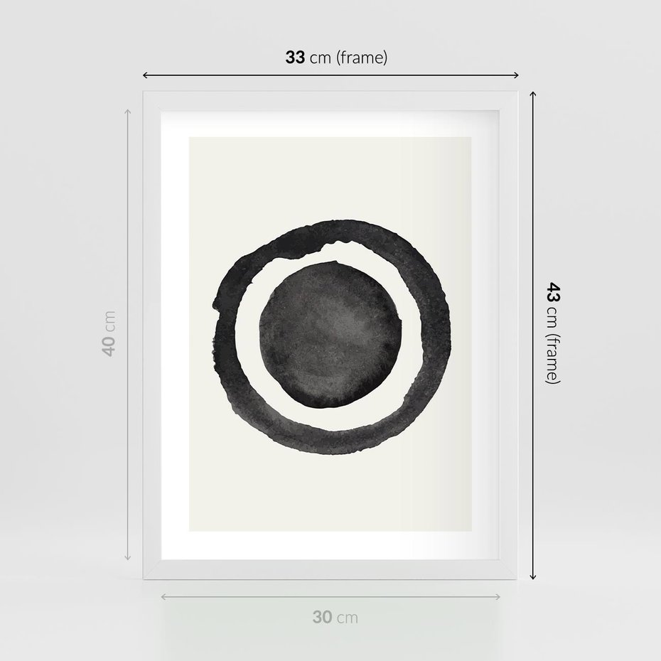 Plakat w ramie 30x40 - Bezgraniczne Widoki - abstrakcyjne plamy okręgi, akwarelowe - rama biała