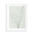 Plakat w ramie 50x70 - Zielona Równowaga Linii - abstrakcyjne delikatne zielone linie, nowoczesny plakat - rama biała