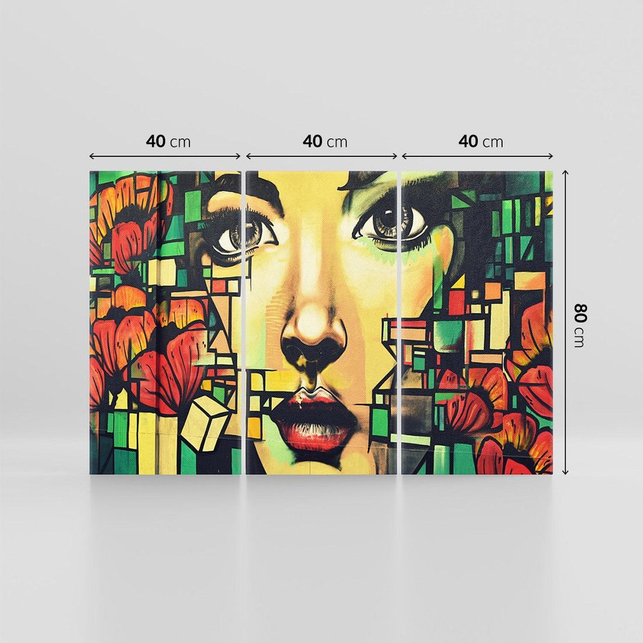 Obraz na płótnie 120x80 - Twarze na murze - twarz, graffiti