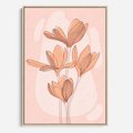 Obraz w ramie 80x120 - Przenikające Kształty - minimalistyczny plakat, pudrowe kwiaty - rama drewno