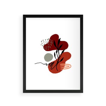 Plakat w ramie 50x70 - Migocące Kształty Liści - bstrakcyjna sztuka, boho kształty - rama czarna