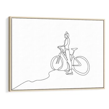 Obraz w ramie 100x70 - Minimalistyczna Przejażdżka - szkic, minimalizm - rama drewno