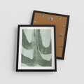 Plakat w ramie 40x50 - Nurtująca Kompozycja Zieleni - abstrakcyjne delikatne zielone linie, podobne do gałęzi kwiatów - rama czarna