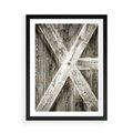 Plakat w ramie 50x70 - Drewniane Drzwi do Stodoły - stare drzwi do stodoły, drewniane - rama czarna