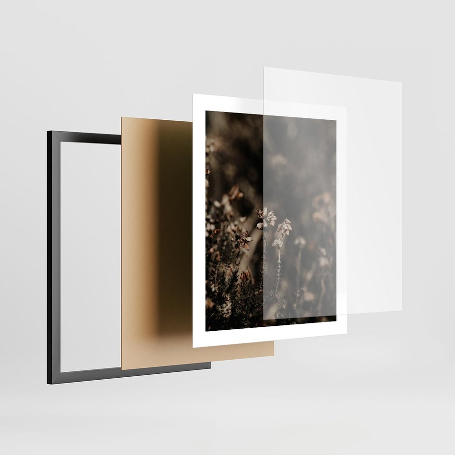Plakat w ramie 40x50 - Jesienny Urok - suche trawy, jesienny pejzaż - rama czarna