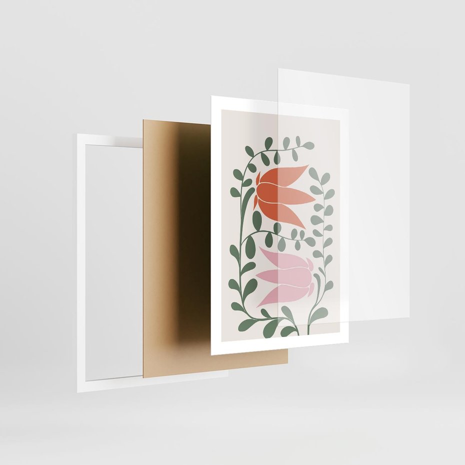 Plakat w ramie 50x70 - Rozkwitające Kontury - plakat, kwiaty - rama biała
