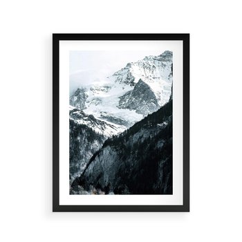 Plakat w ramie 30x40 - Góry w Zimowym Uścisku - góry, ośnieżone szczyty - rama czarna