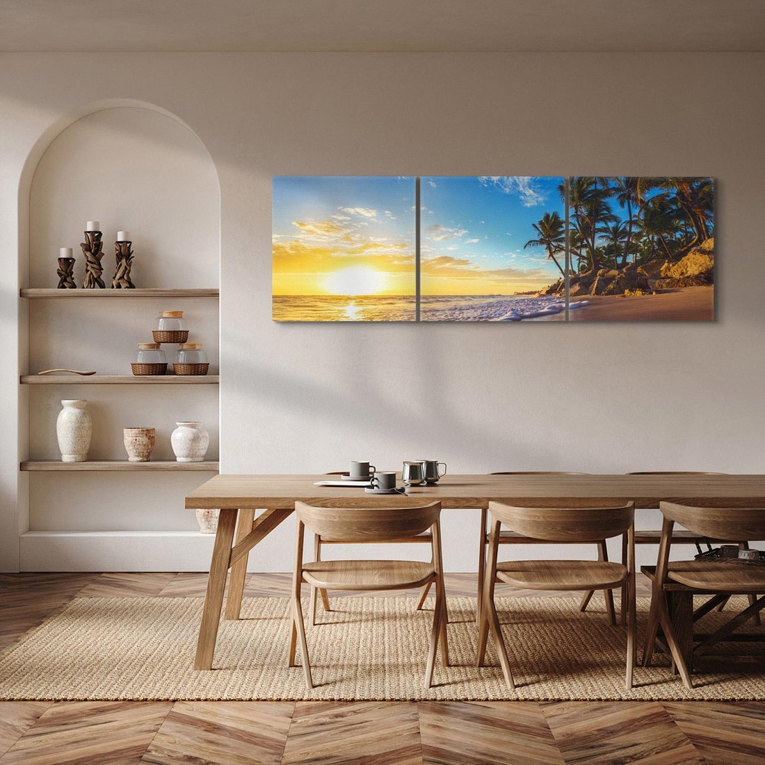 Obraz na płótnie 120x40 - Magia Tropików - zachód słońca,