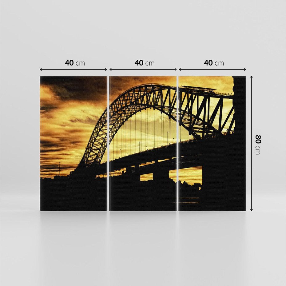 Obraz na płótnie 120x80 - Most przy zachodzie słońca - most, zachód