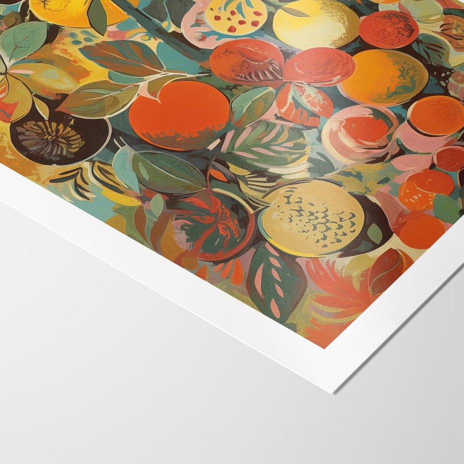 Plakat bez ramy 21x30 - Księga Surrealnych Wyobrażeń - abstrakcyjny obraz owoców, jak picasso