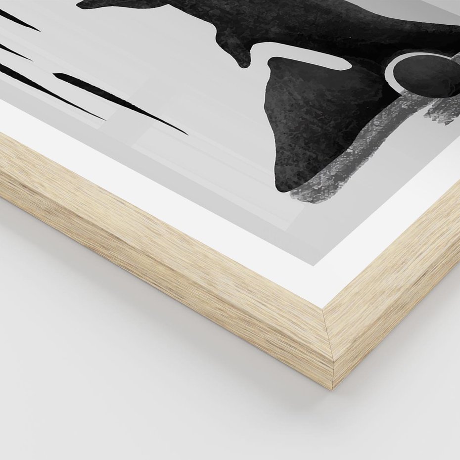 Plakat w ramie 50x70 - Czarno-Biała Grafika Postaci - nowoczesna grafika, plakat - rama drewno