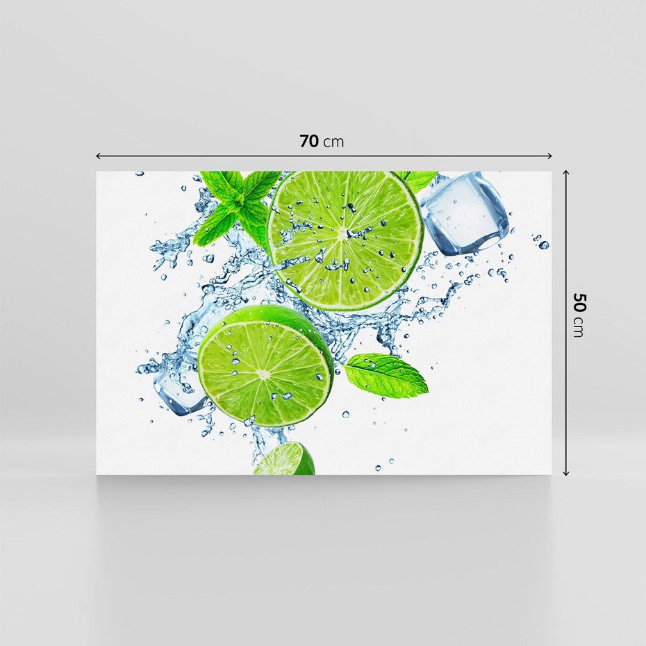 Obraz na płótnie 70x50 - Świeżość limonek w wodzie - limonki, woda