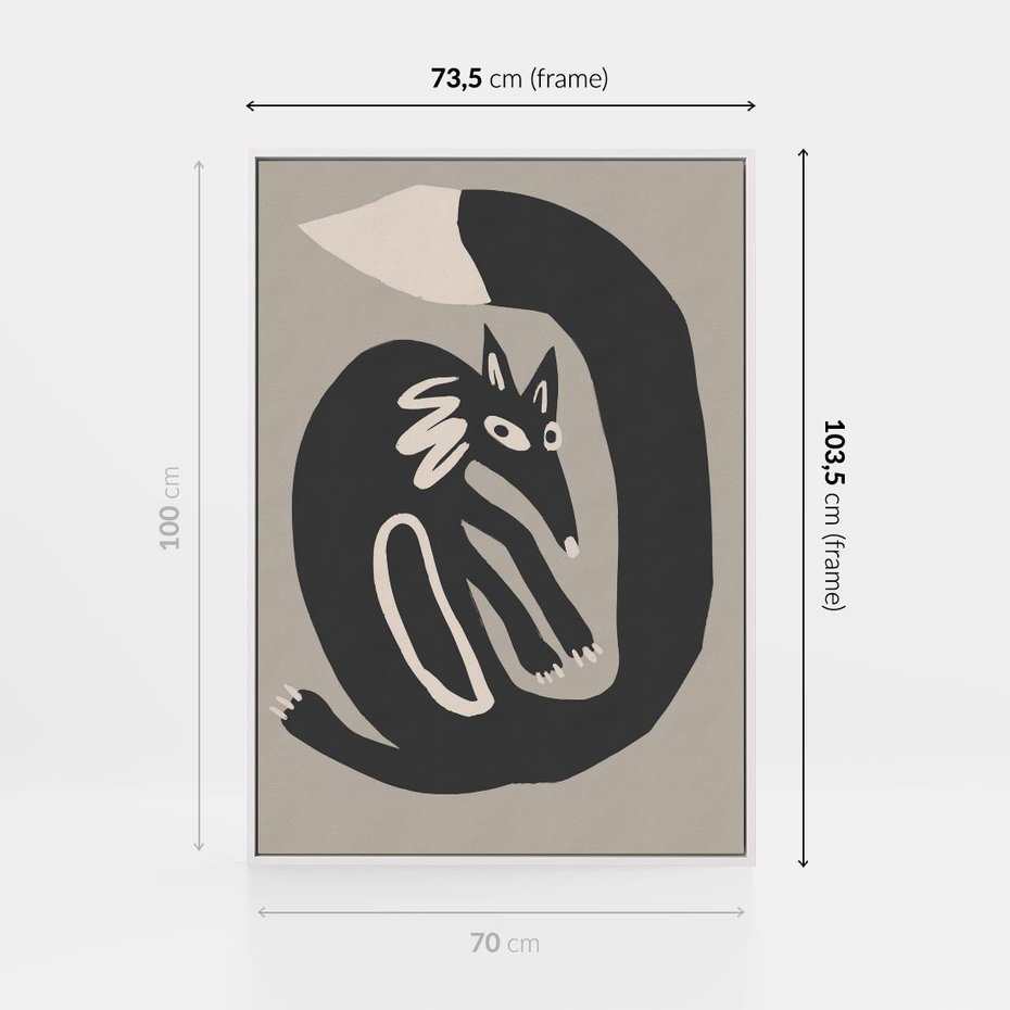 Obraz w ramie 70x100 - Migotliwe Echa Skandynawii - skandynawska sztuka, lis - rama biała