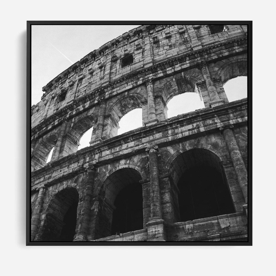 Obraz w ramie 50x50 - Koloseum w Czarnej Bieli - antyczna architektura, koloseum - rama czarna