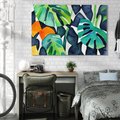 Obraz na płótnie 100x70 - Tropikalne Pragnienia - akwarela, liście tropikalne