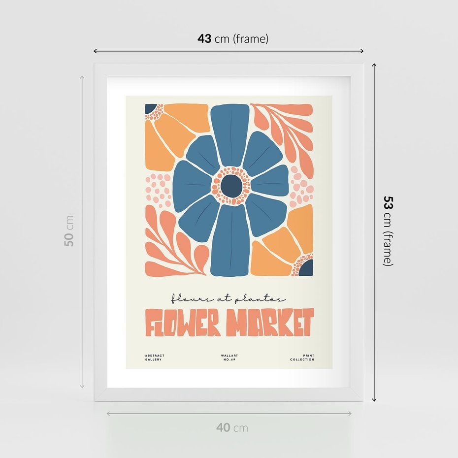 Plakat w ramie 40x50 - Rozbijające Widoki - kwiaty, nowoczesny plakat - rama biała