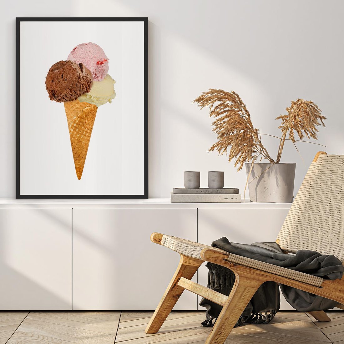 Plakat w ramie 40x50 - Slodki Raj Lodziarni - lody, deser - rama czarna