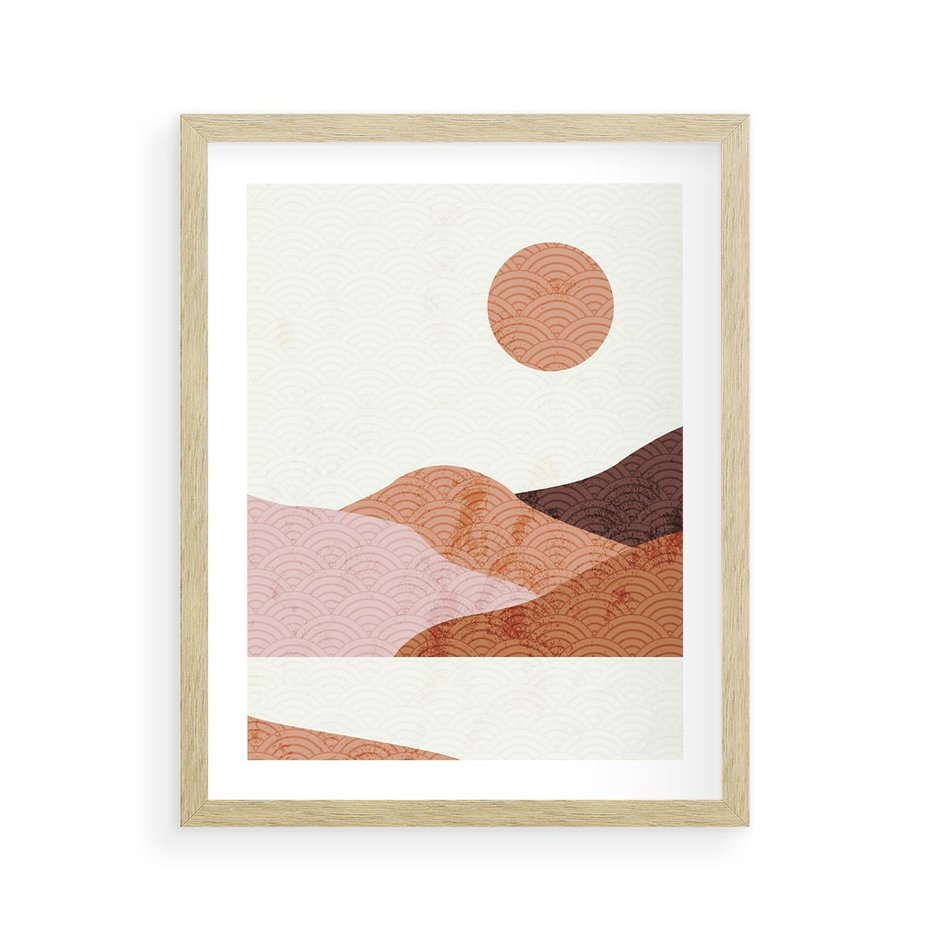 Plakat w ramie 40x50 - Górskie Wzory - nowoczesna sztuka, góry - rama drewno